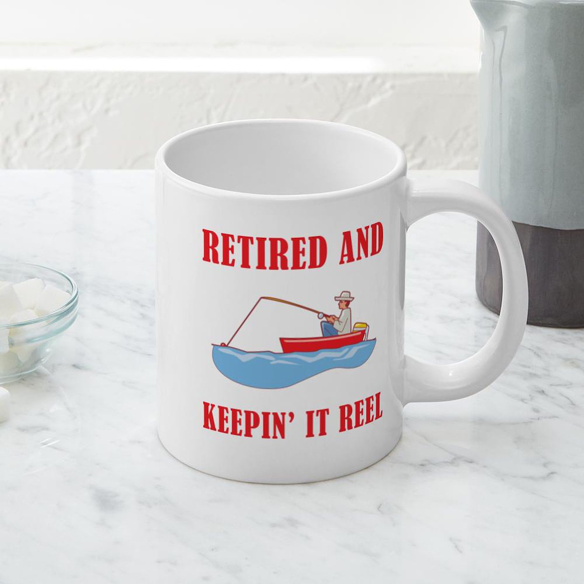 Funny Fishing Retirement Coffee Mug - 20 oz Large Ceramic Mega Mug for Coffee, Tea & Hot Drinks - Perfect Gift for Retirees & Fishing Enthusiasts