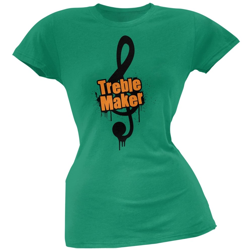 Old Glory Treble Maker Kelly Green Soft Juniors T-Shirt - Small | Vintage Style Comfortable Cotton Tee for Women & Teens | Perfect for Concerts, Casual Wear & Patriotic Events