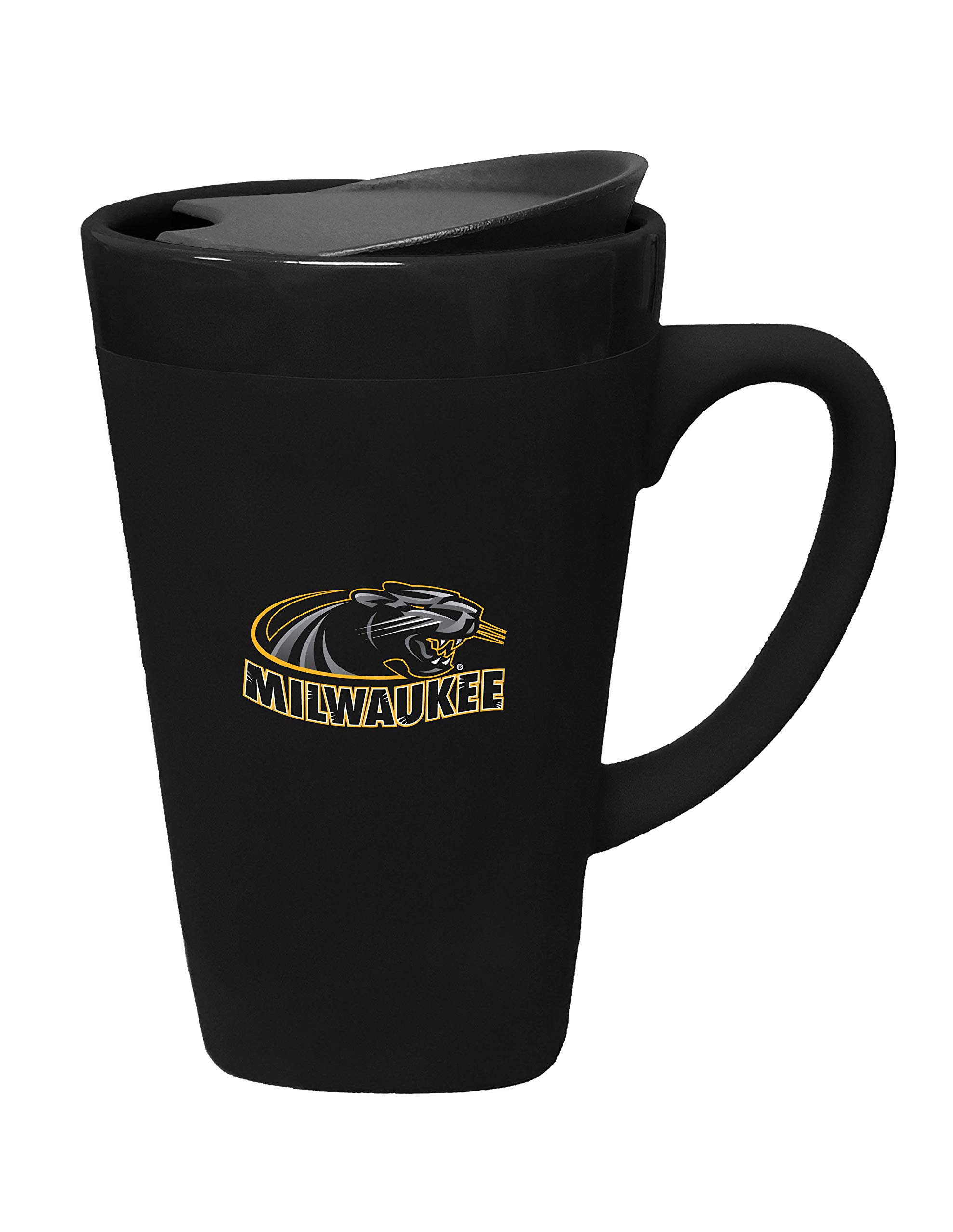 University of Wisconsin Milwaukee Ceramic Travel Mug with Swivel Lid - 16oz Insulated Coffee Cup for Hot & Cold Drinks - Perfect for Campus, Office & Commuting - Black