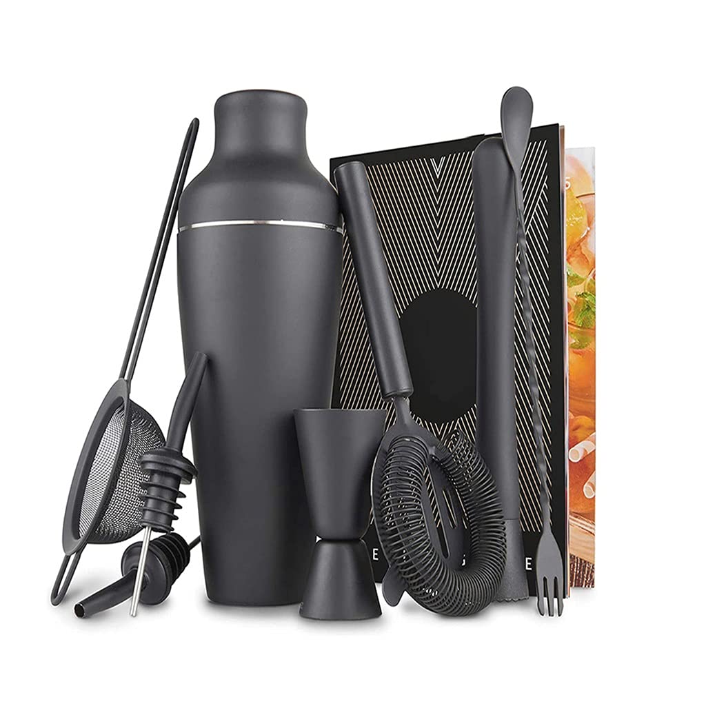 Premium TWDYC 9-Piece Stainless Steel Cocktail Shaker Set - Matte Black Parisian Style Bar Tools for Mixing Drinks | Perfect for Home Bars, Parties & Professional Bartenders