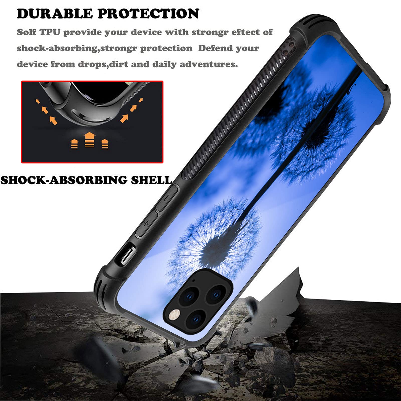 **Dandelion Fluff Blue iPhone 12 Mini Case for Girls - Shockproof, Anti-Scratch Hard PC Back Cover with Picture Pattern Design | Perfect for Everyday Protection & Stylish Outfits**