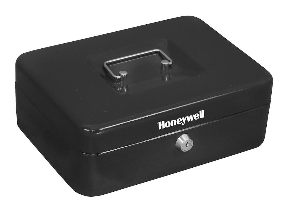 Honeywell 6202 Key Locking Steel Cash Box with Removable Tray - Secure Money Storage for Home, Office, and Retail Businesses