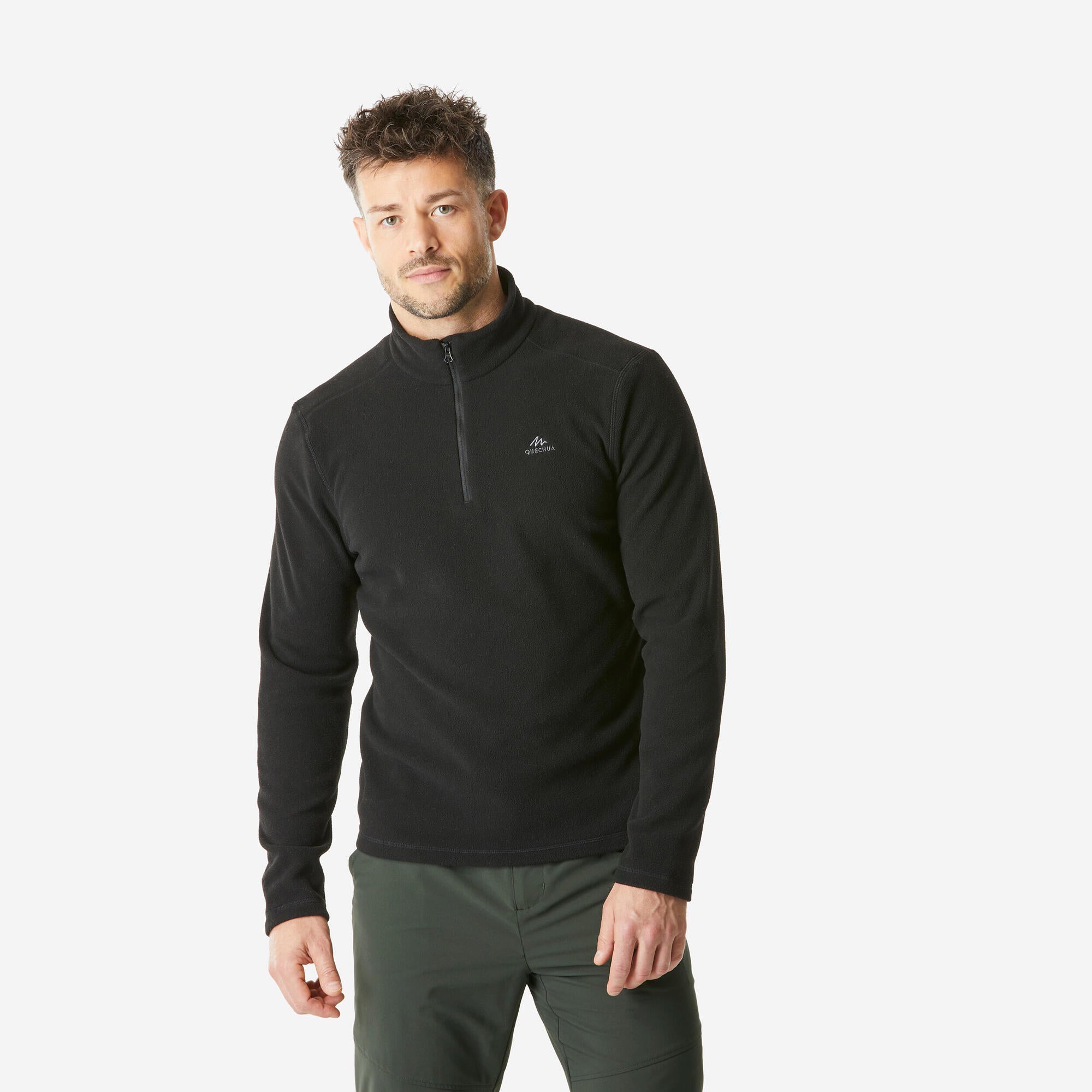 Quechua Men's MH100 Lightweight Hiking Fleece Jacket - Warm & Breathable for Outdoor Adventures, Camping & Trail Running