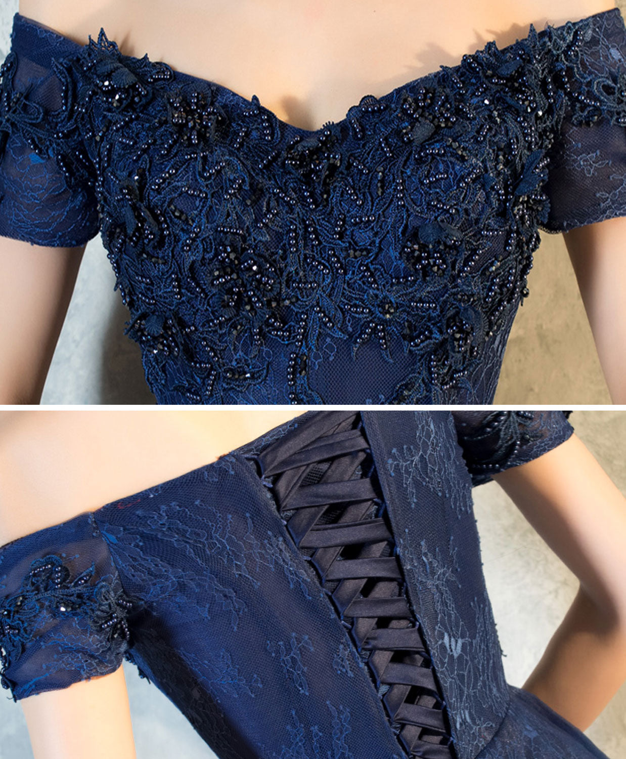 Elegant Blue Lace Off-Shoulder Long Prom Dress for Women - Formal Evening Gown for Homecoming, Wedding, Party & Special Occasions
