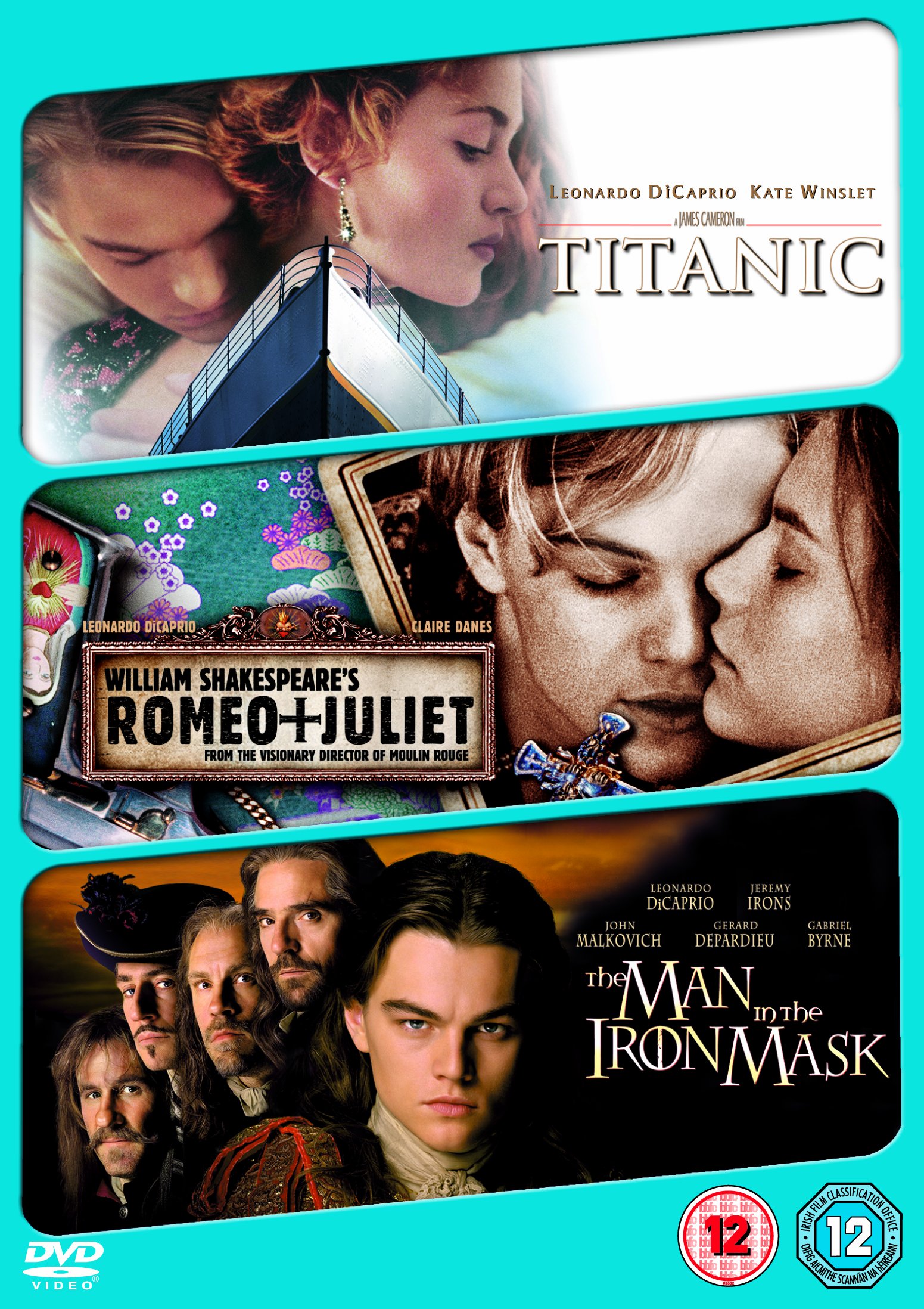 Titanic, The Man in the Iron Mask & Romeo and Juliet DVD Collection - Classic Movie Trilogy for Romantic Nights & Historical Drama Lovers
