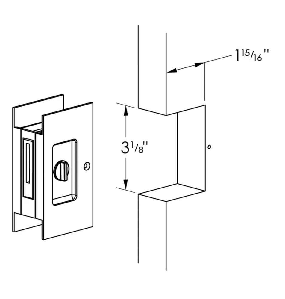 Matte Black Pocket Door Lock - 4 1/2 Inch Large Bathroom Privacy Lock Hardware for Sliding Doors & Closets | Durable & Stylish Home Security Solution