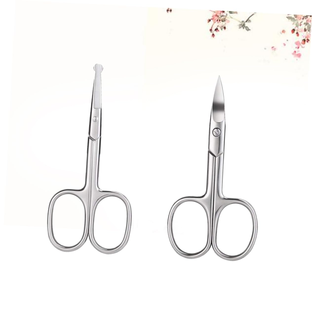 6-Piece Professional Facial Hair Scissors Set - Curved & Straight Eyebrow, Nose & Beard Trimming Scissors with Rounded Tips - Multi-Use Grooming Kit for Men & Women (Silver) - Perfect for Eyebrow Shaping, Beard Trimming & Nose Hair Care