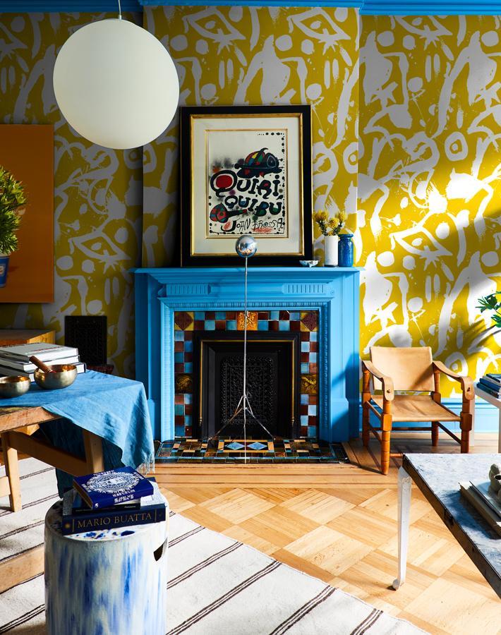 Chris Benz 'El Quijote' Mustard Yellow Wallpaper - Premium Peel & Stick Removable Wallpaper for Living Room, Bedroom, Nursery Decor