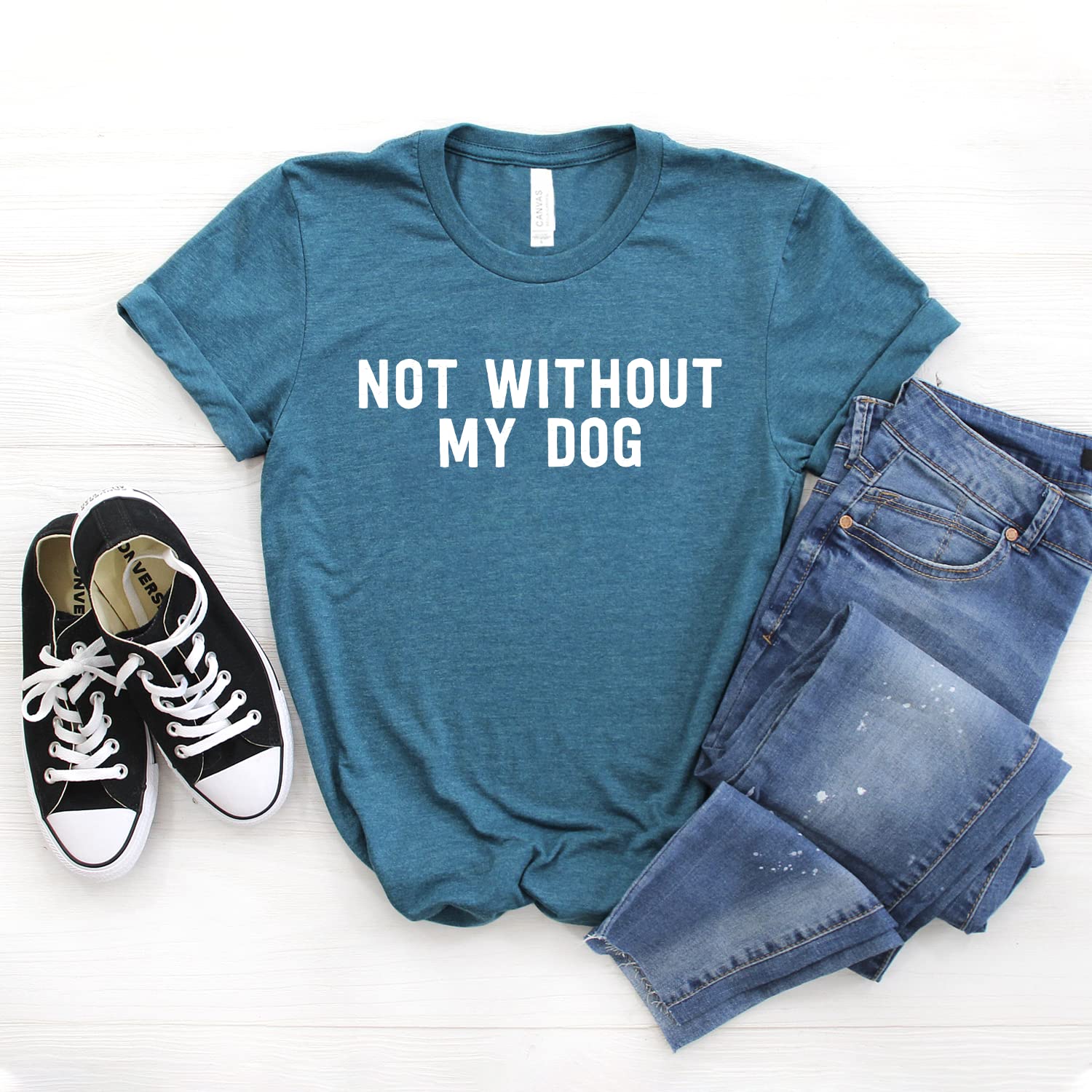 Funny Pitbull T-Shirt for Dog Lovers - Soft Unisex Tee with 'Not Without My Dog' Design - Perfect for Casual Wear, Dog Parks & Pitbull Enthusiast Gifts