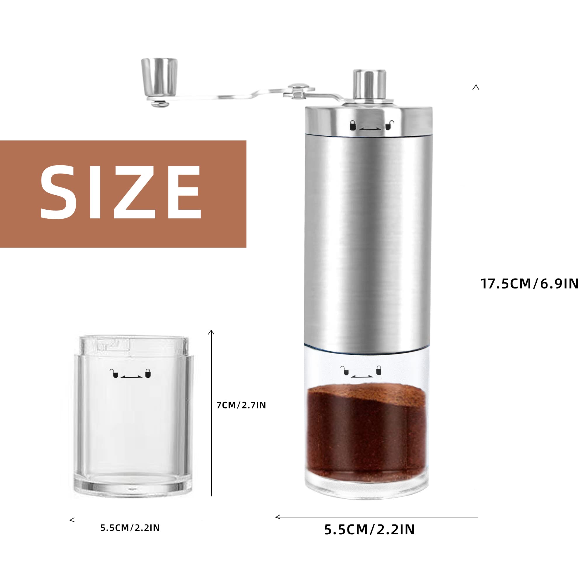 Portable Manual Coffee Grinder - Adjustable Ceramic Burr for Home & Camping