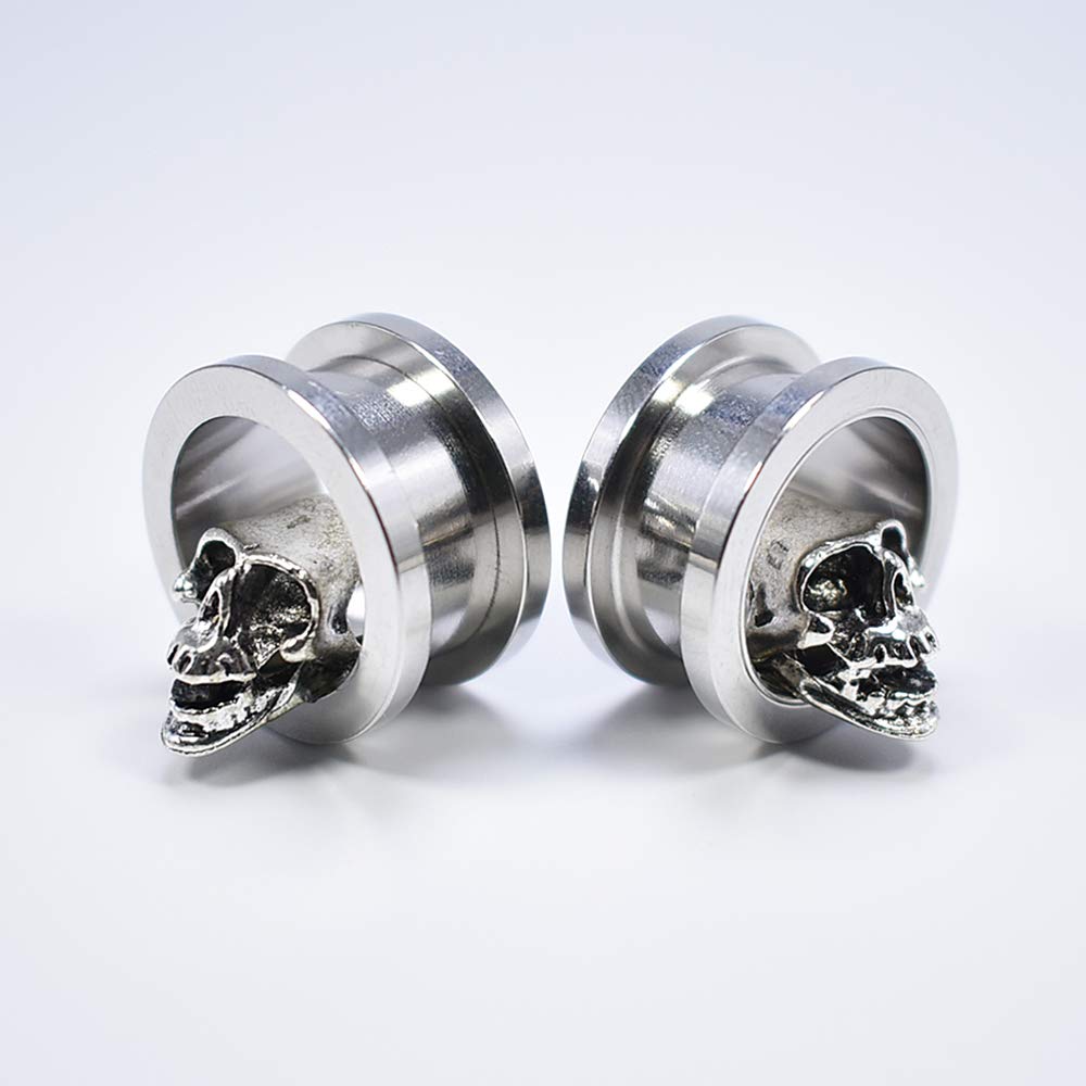 3D Skull Ear Tunnels and Plugs - 8-24mm 2Pcs Ear Stretching Expander for Piercing - Perfect for Gauging, Body Modification and Alternative Fashion Styles