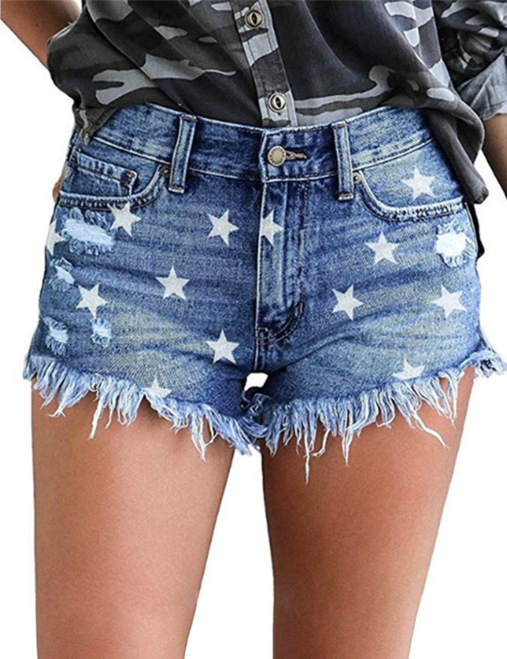 MODARANI Women's Ripped Distressed Denim Shorts - High Waisted Cut Off Jean Shorts for Summer | Perfect for Beach, Music Festivals & Casual Outfits