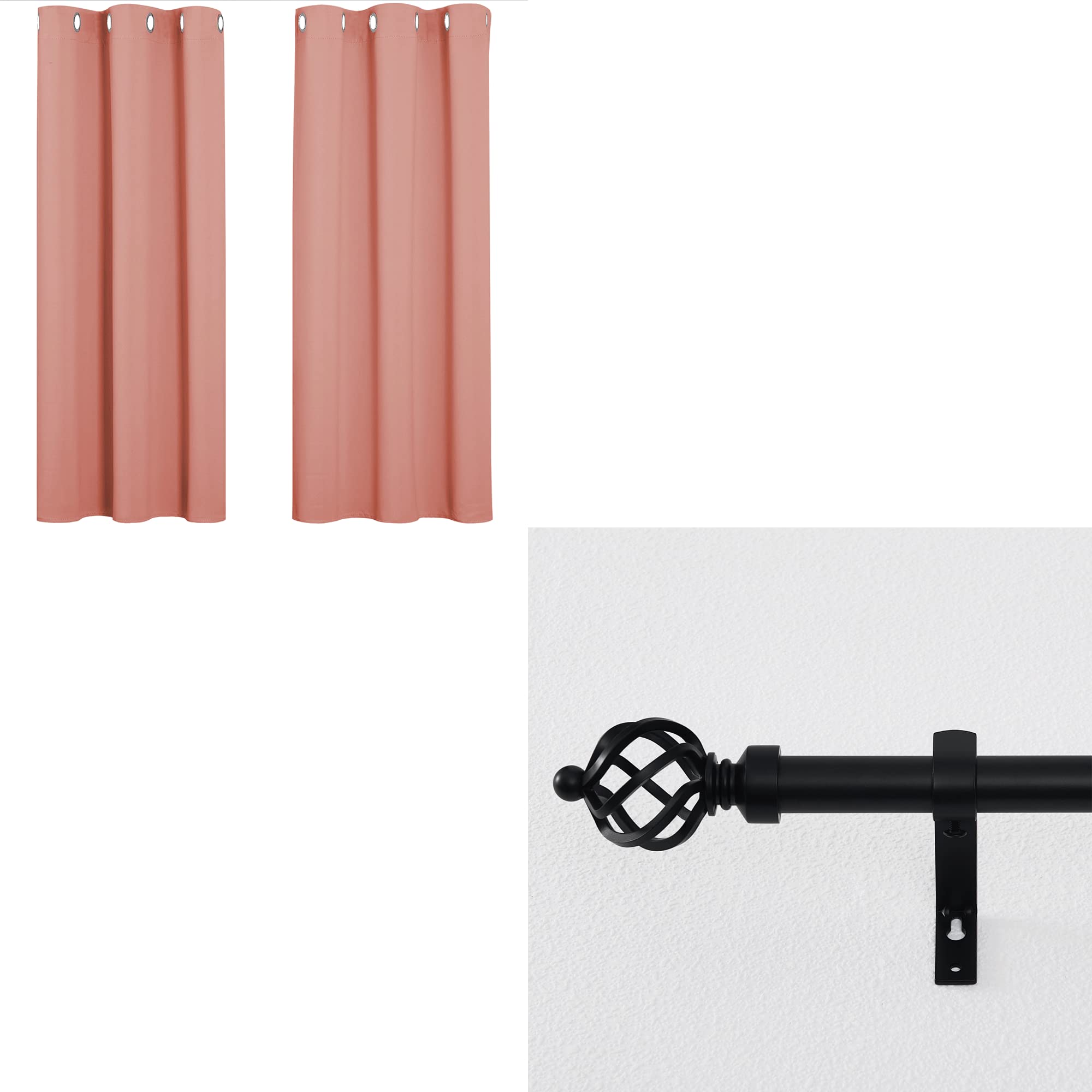 NICETOWN Blackout Curtains Set with 1-Inch Twisted Cage Curtain Rod - Thermal Insulated Room Darkening Window Drapes for Bedroom, Living Room & Home Theater