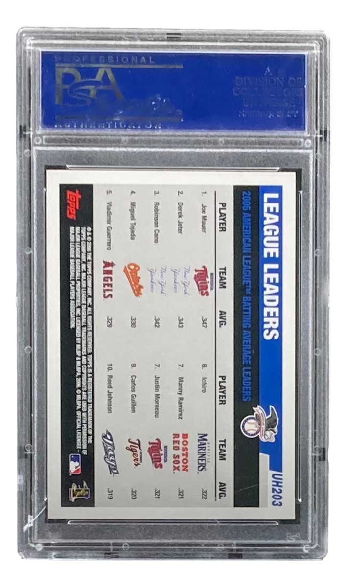 2006 Topps #UH203 Derek Jeter Robinson Cano Joe Mauer Baseball Card PSA Mint 9 - Perfect for MLB Memorabilia Collectors & Sports Fans Display