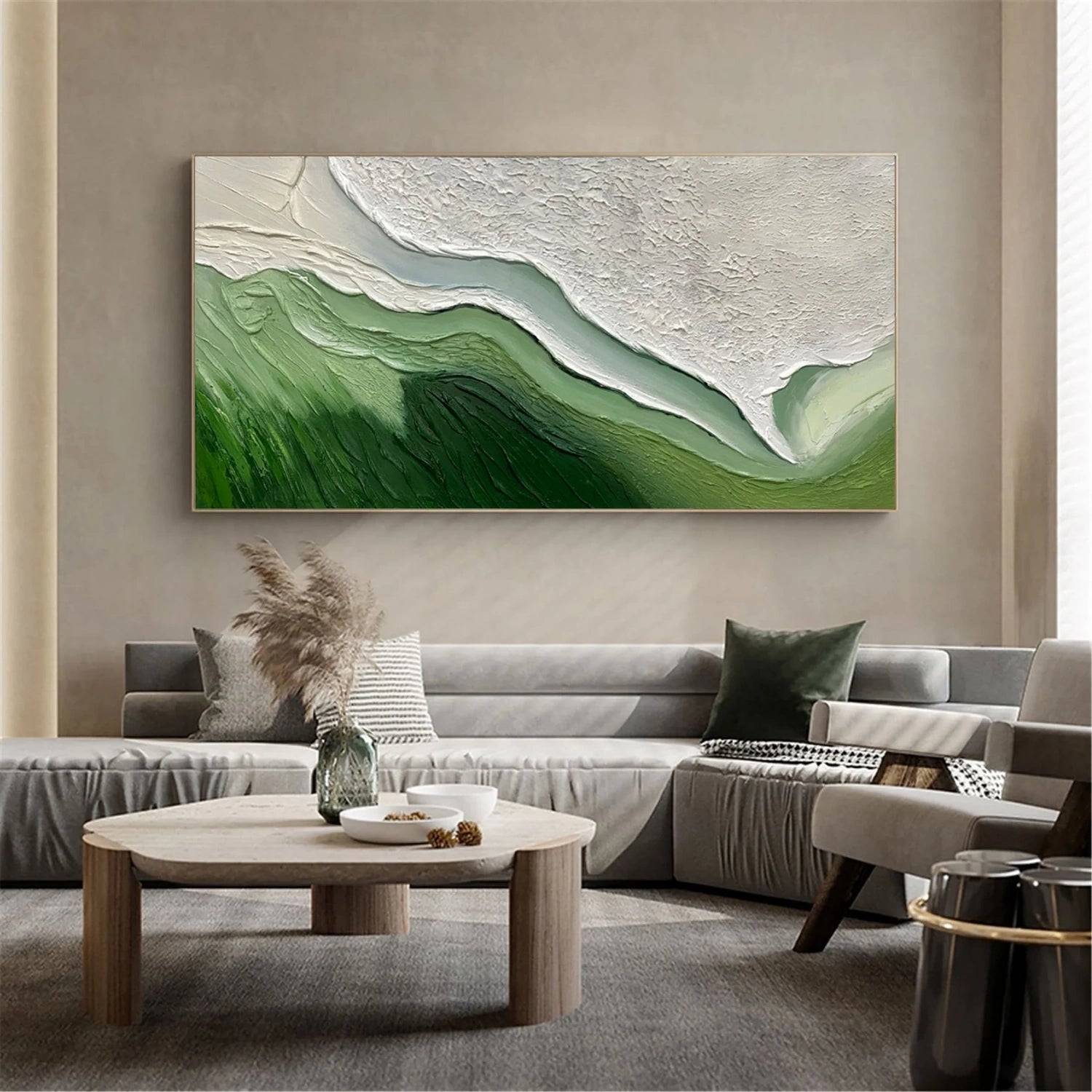 Blue & Green Abstract Wall Art Canvas Print #BG099 - Modern Home Decor for Living Room, Bedroom & Office