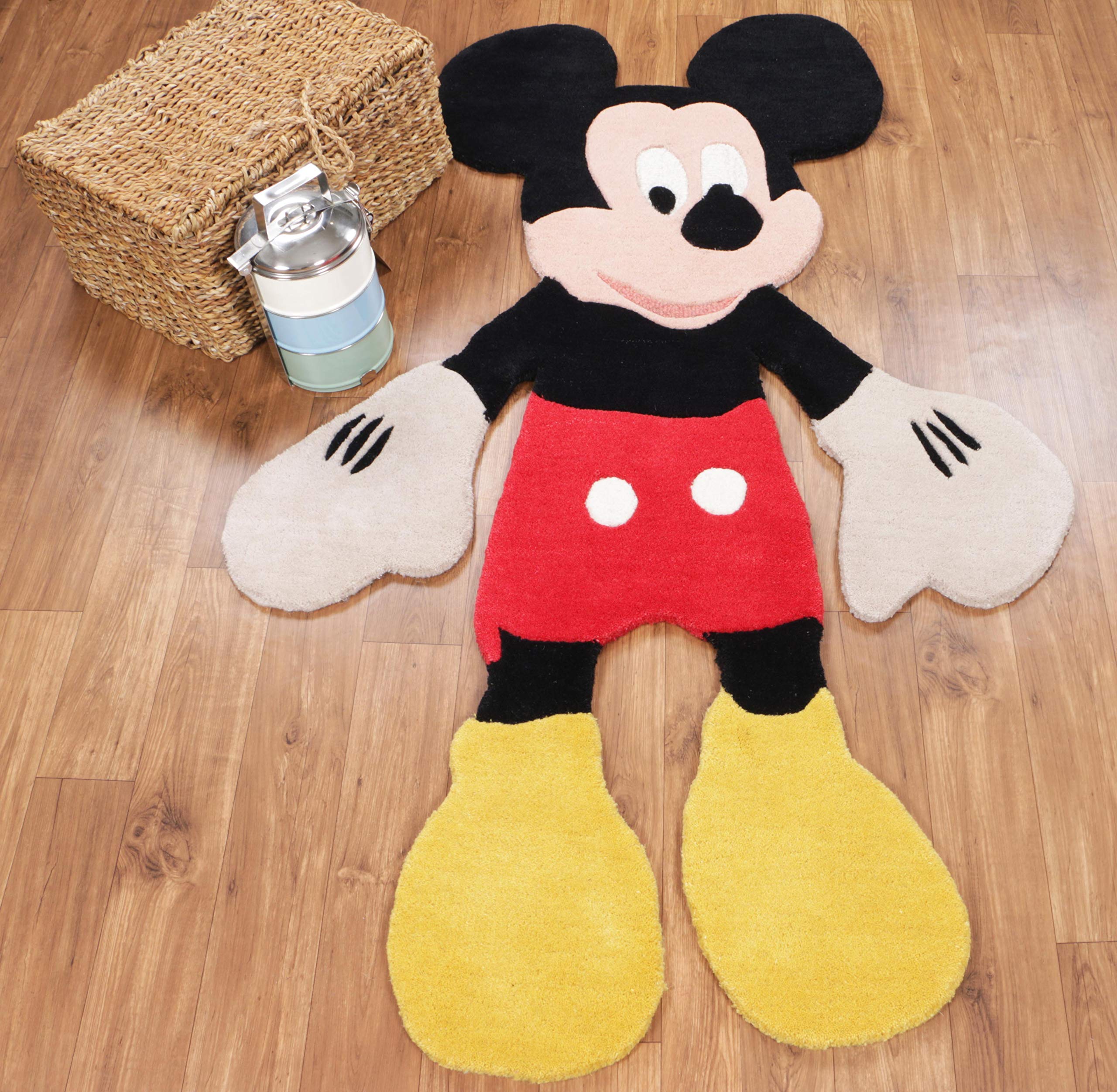Disney Mickey Mouse 3'x5' Handmade Tufted 100% Wool Rug for Kids - Soft Nursery Carpet for Baby Boys & Girls Bedroom, Playroom Floor Decor