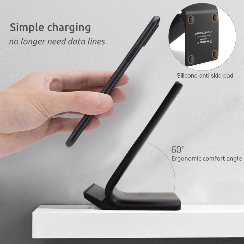 20W Fast Wireless Charging Stand - Qi-Certified for iPhone 16/15/14/13/12/11/X, Samsung Galaxy S24/S23/S22/S21, Note 20/10/9, Pixel & More | Multi-Device Charging Station for Home, Office & Nightstand Use