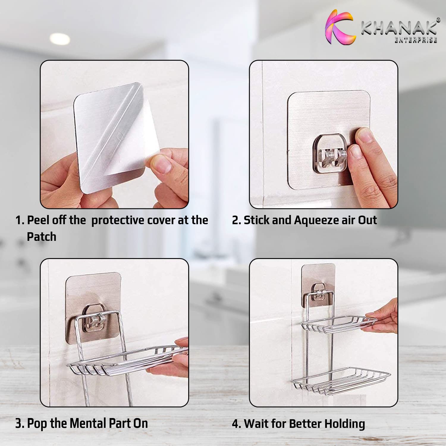 Stainless Steel Wall Mounted Double Layer Soap Dish Holder - Rustproof Kitchen & Bathroom Soap Storage Rack with Self-Adhesive Stickers - Perfect for Small Spaces & Shower Organization (Made in India)