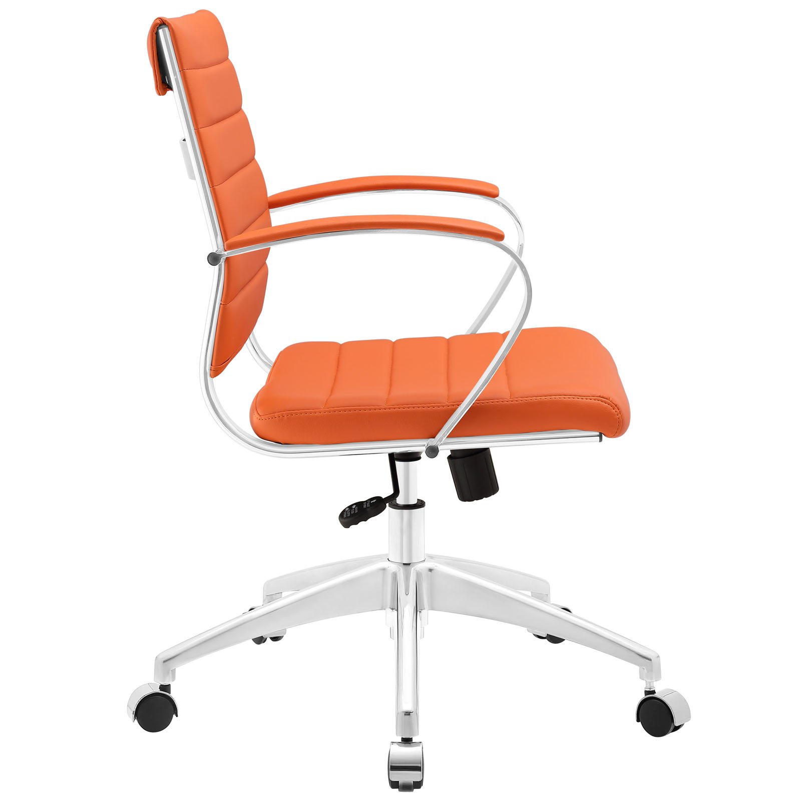 Modway Jive Ribbed Mid Back Office Chair - Ergonomic Mesh Desk Chair with Adjustable Height & Swivel, Orange - Perfect for Home Office, Gaming & Workspace