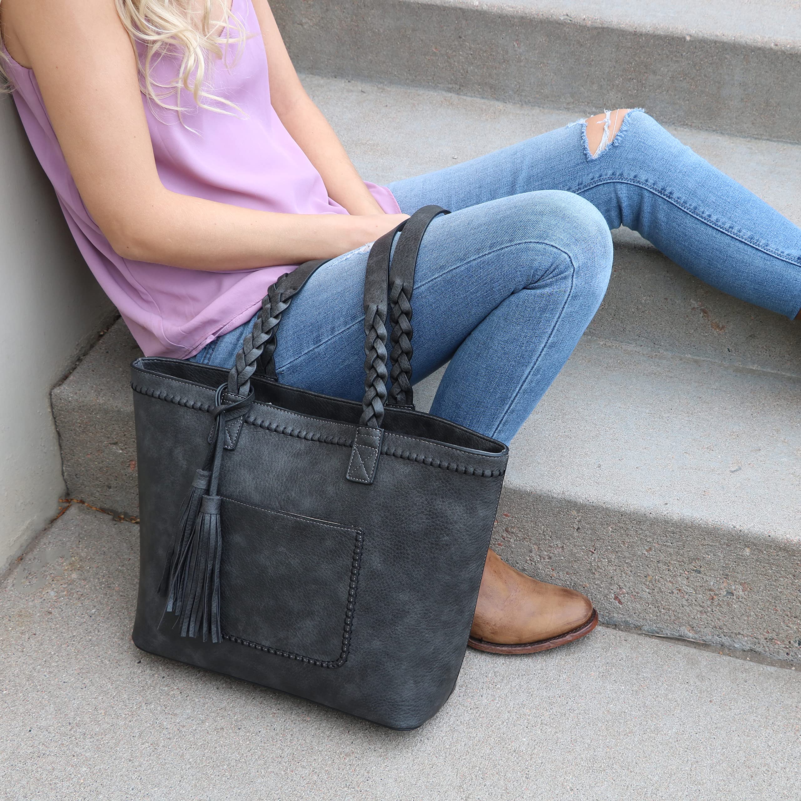 Concealed Carry Purse for Women - Locking Cora Stitched Gun Tote with Secure Zipper Pocket | Perfect for Everyday Use, Travel & Personal Safety
