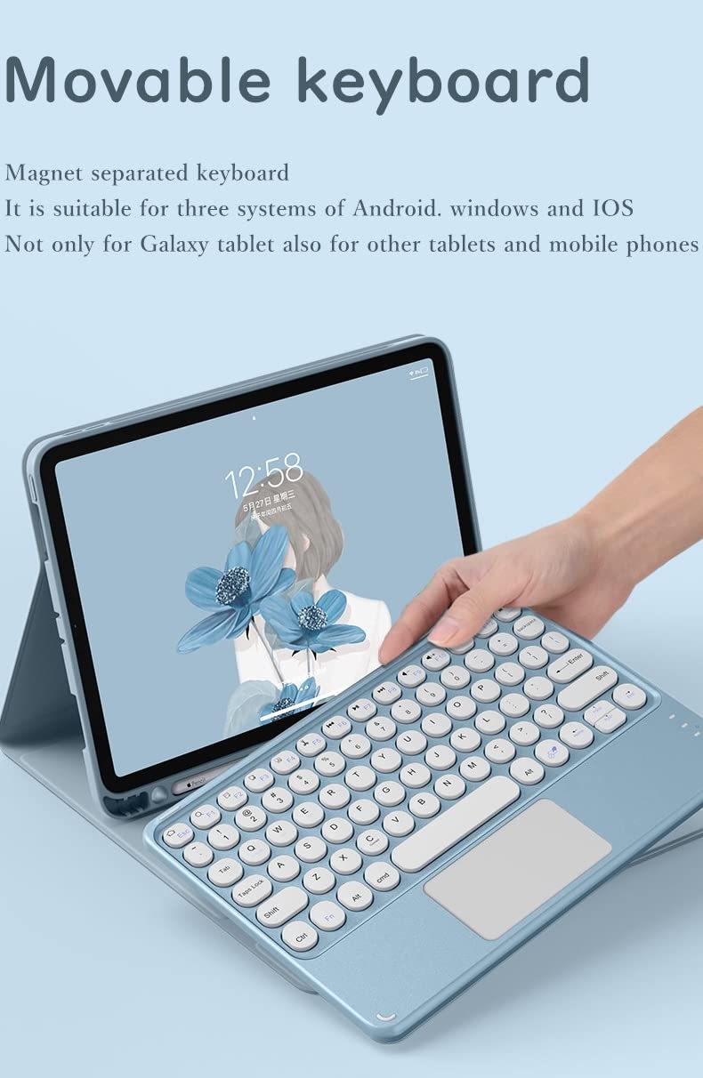 Galaxy Tab S8+/S7 FE Keyboard Case with Touchpad - Dark Green for Work & Study