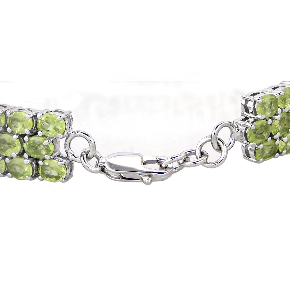 August Birthstone Bracelet - Sterling Silver Tennis Bracelet with Green Peridot Charm | Elegant Fine Jewelry for Women, Mom & Daughter | Perfect Birthday Gift, Anniversary Present | 7