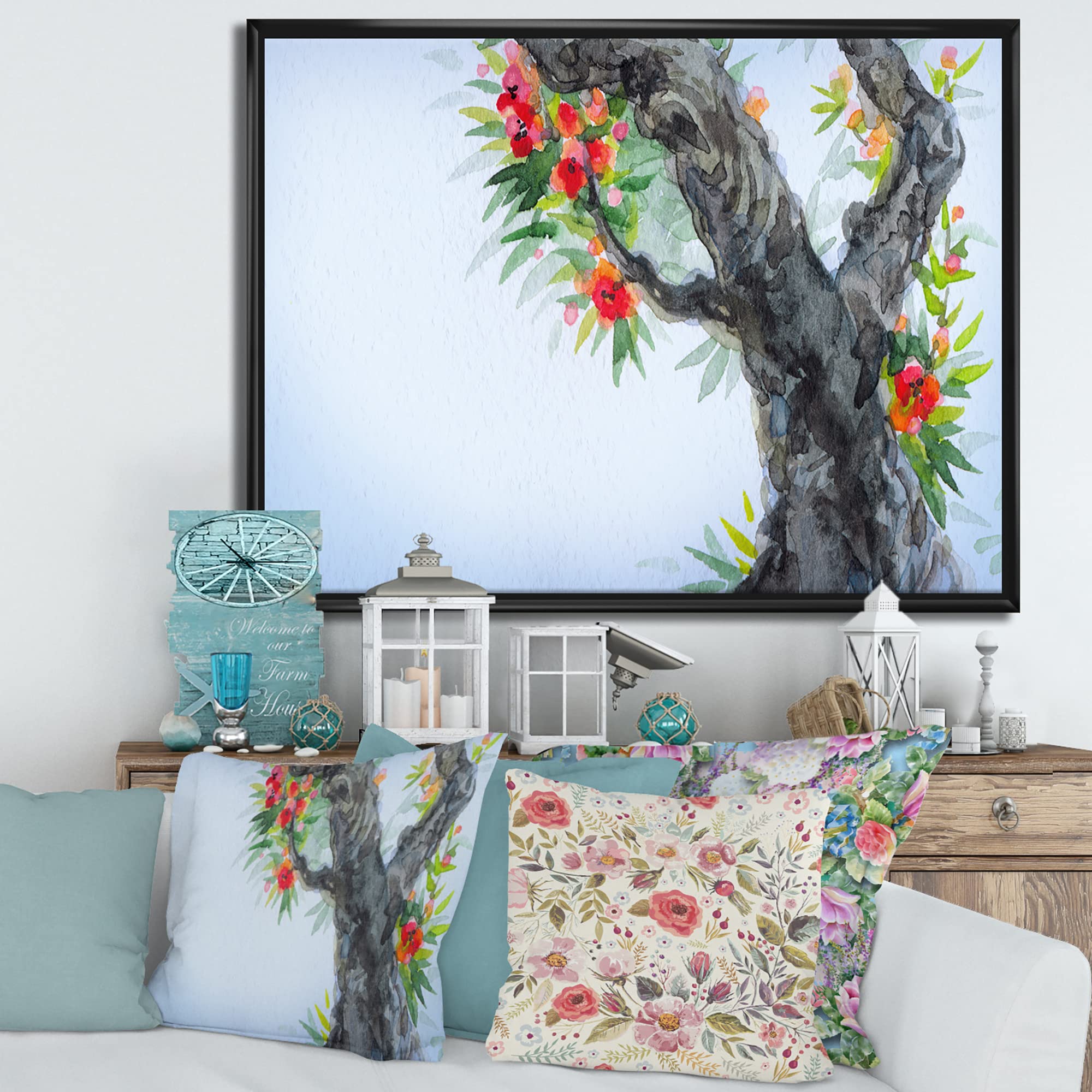 Blooming of An Old Tree In Spring I - Traditional Framed Canvas Wall Art Print for Living Room, Bedroom & Office Decor