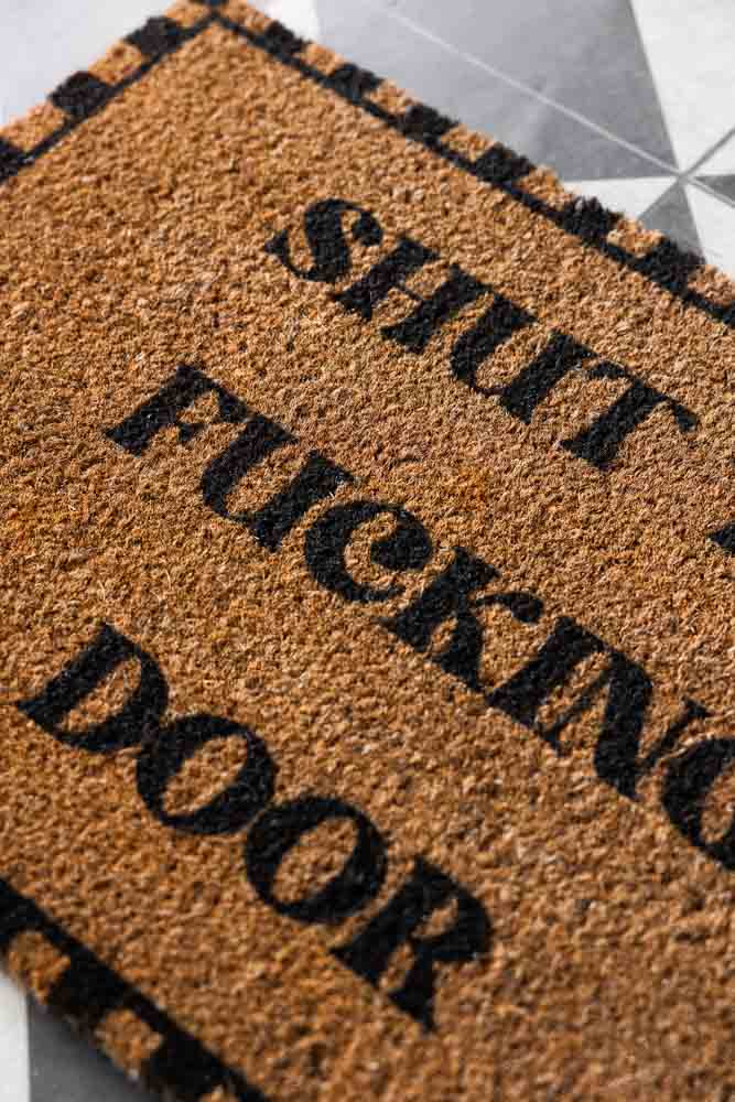 Funny 'Shut The Fucking Door' Doormat - Non-Slip Welcome Mat for Front Door, Porch, or Entryway - Perfect Gift for Homeowners and Renters