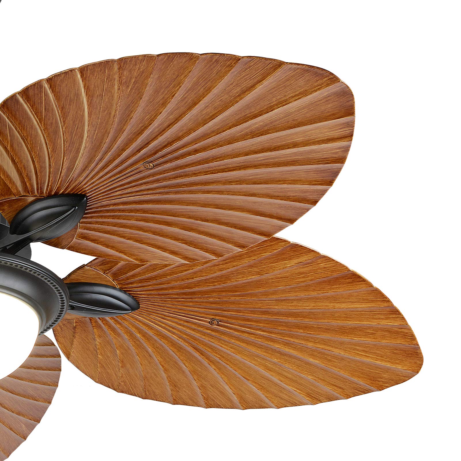 52 Inch Tropical Palm Leaf Ceiling Fan with Lights - 3 Speed Remote Control, 3-Light Fixture & 5 Blades - Premium Indoor/Outdoor Ceiling Fan for Home, Bedroom, Living Room, Restaurant & Patio Decor