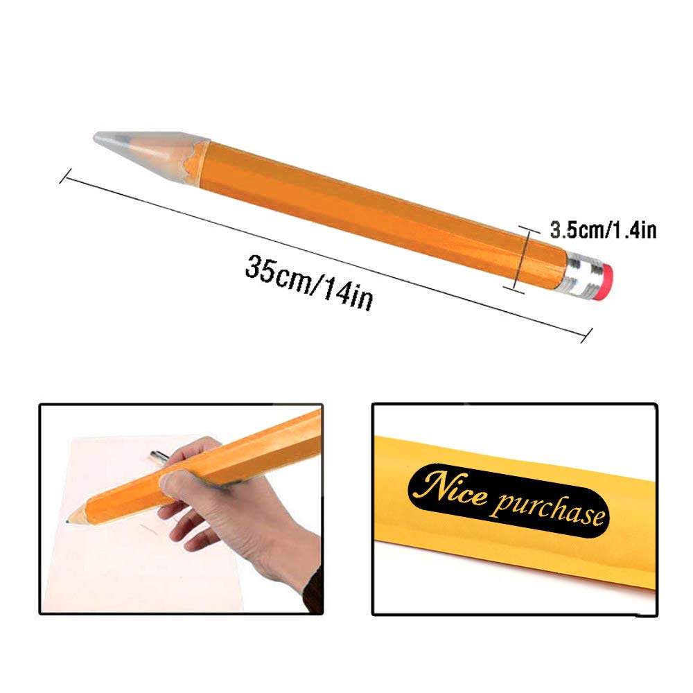 Big Pencils for Kids - Giant Wooden Jumbo Pencils (Yellow) - Perfect for Classroom, Art Projects & Learning to Write