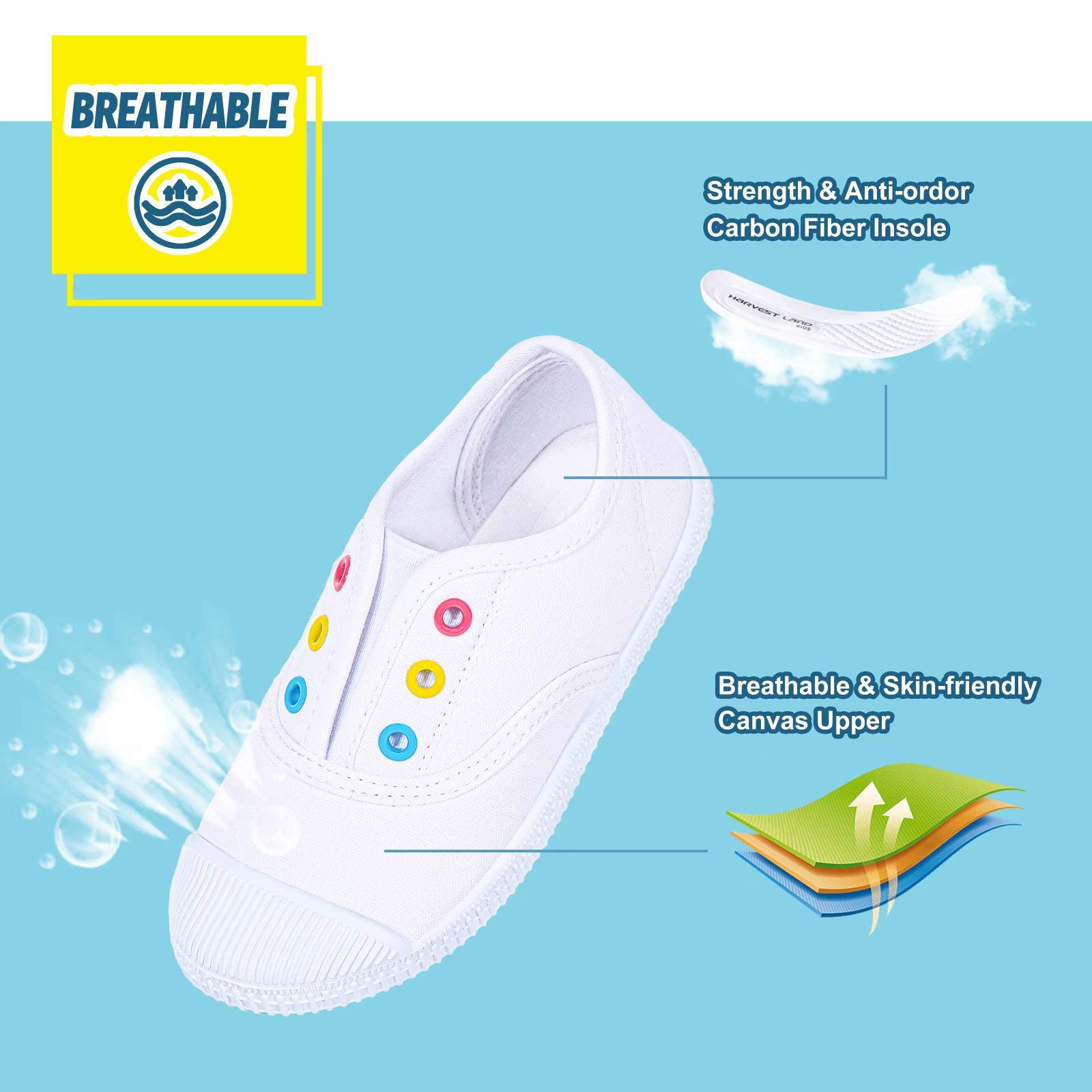 **Toddler Canvas Sneakers for Boys & Girls - Lightweight Slip-On Comfortable Kids Running Shoes (Toddler/Little Kids/Big Kids) - Perfect for Playground, School & Casual Wear**