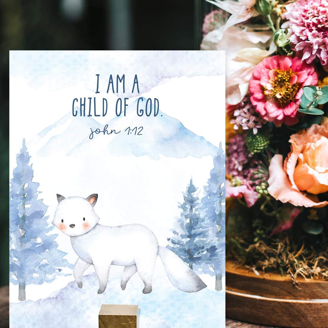 Christian Bible Verses Wall Art - 6-Pack Unframed Posters (8.5x11 Inch) with Arctic Snow Animals & Mountain Theme for Nursery, Kids Bedroom Decor - I Am a Child of God Penguin Design - Perfect for Sunday School, Baby Showers & Christian Home Decor