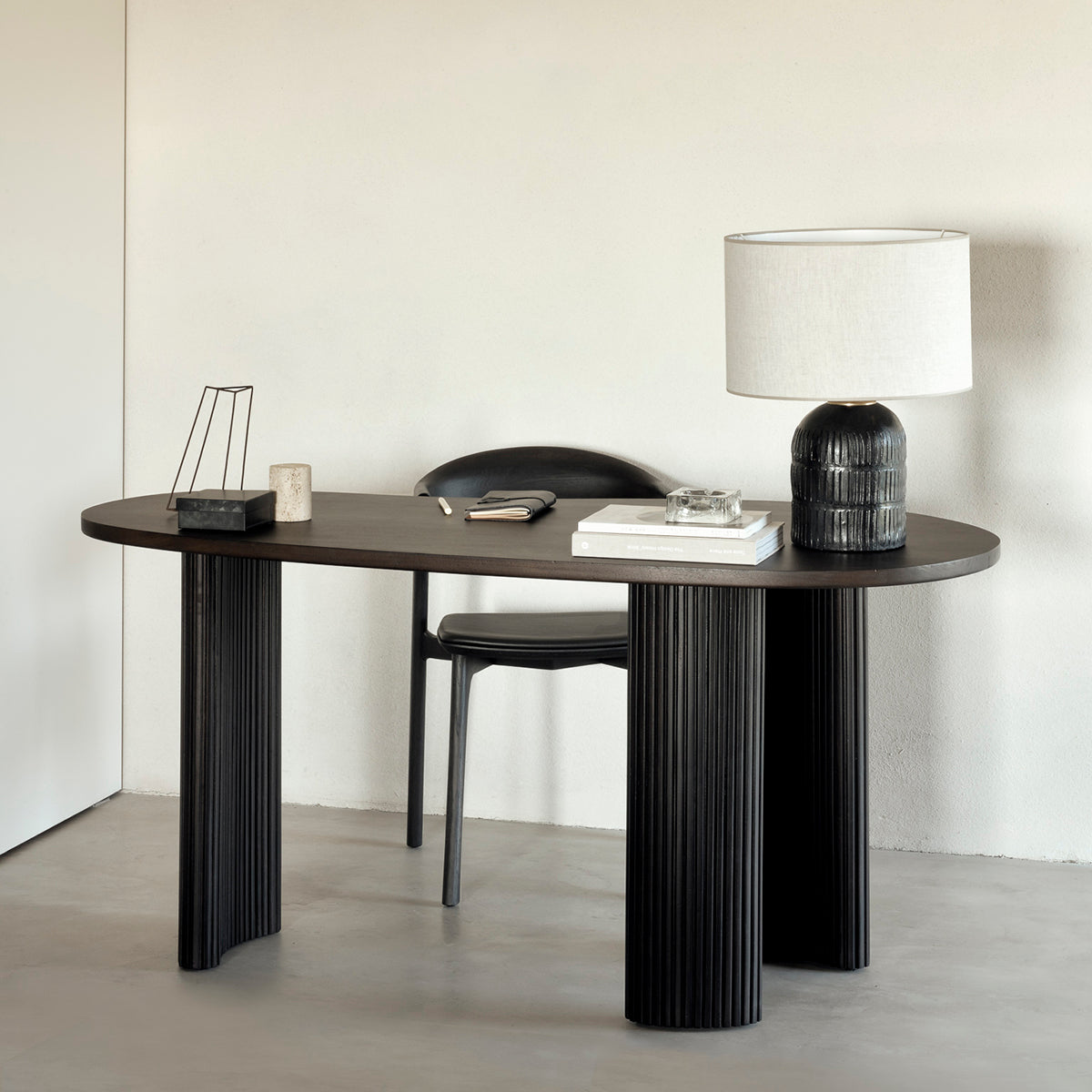 Ethnicraft Modern Boomerang Desk - Solid Wood Home Office Desk for Work & Study - Perfect for Small Spaces & Minimalist Decor