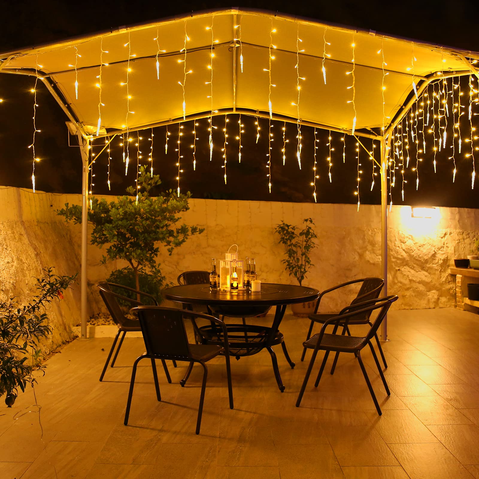432 LED 35.4ft Christmas Icicle Lights - 8 Lighting Modes with 72 Drops, Warm White Waterproof Fairy String Lights for Xmas Tree, Wedding, Garden, Outdoor & Indoor Decor - Perfect for Holiday, Party and Home Decoration