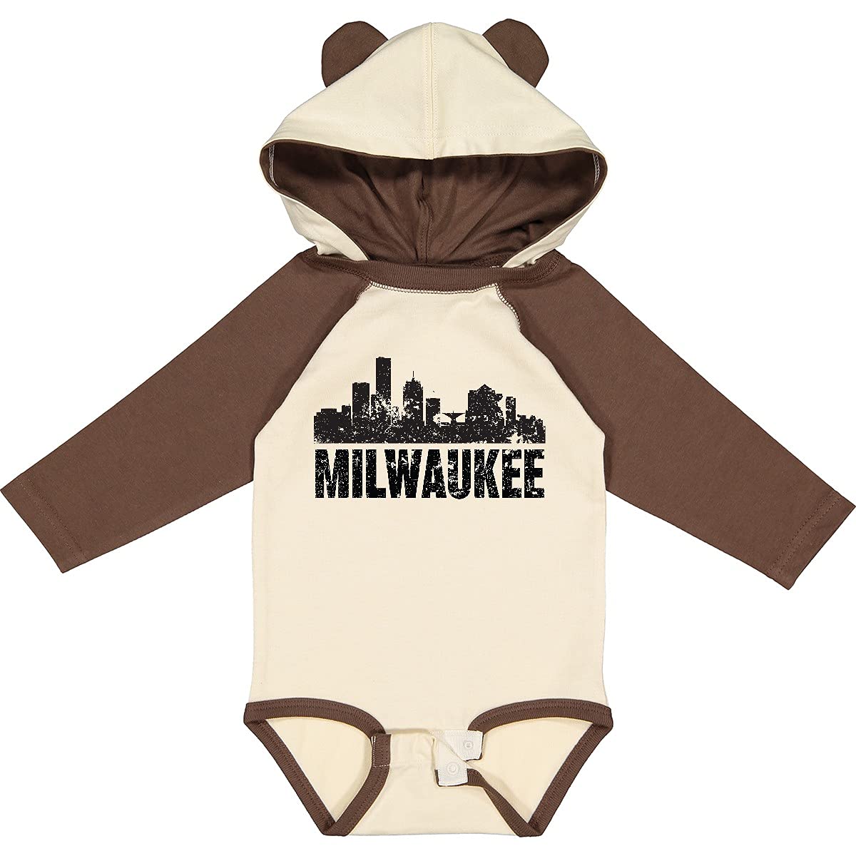 Inktastic Milwaukee Skyline Grunge Long Sleeve Creeper T-Shirt - Vintage Urban Graphic Tee for Men & Women - Perfect for Casual Wear, Street Style & Gifts