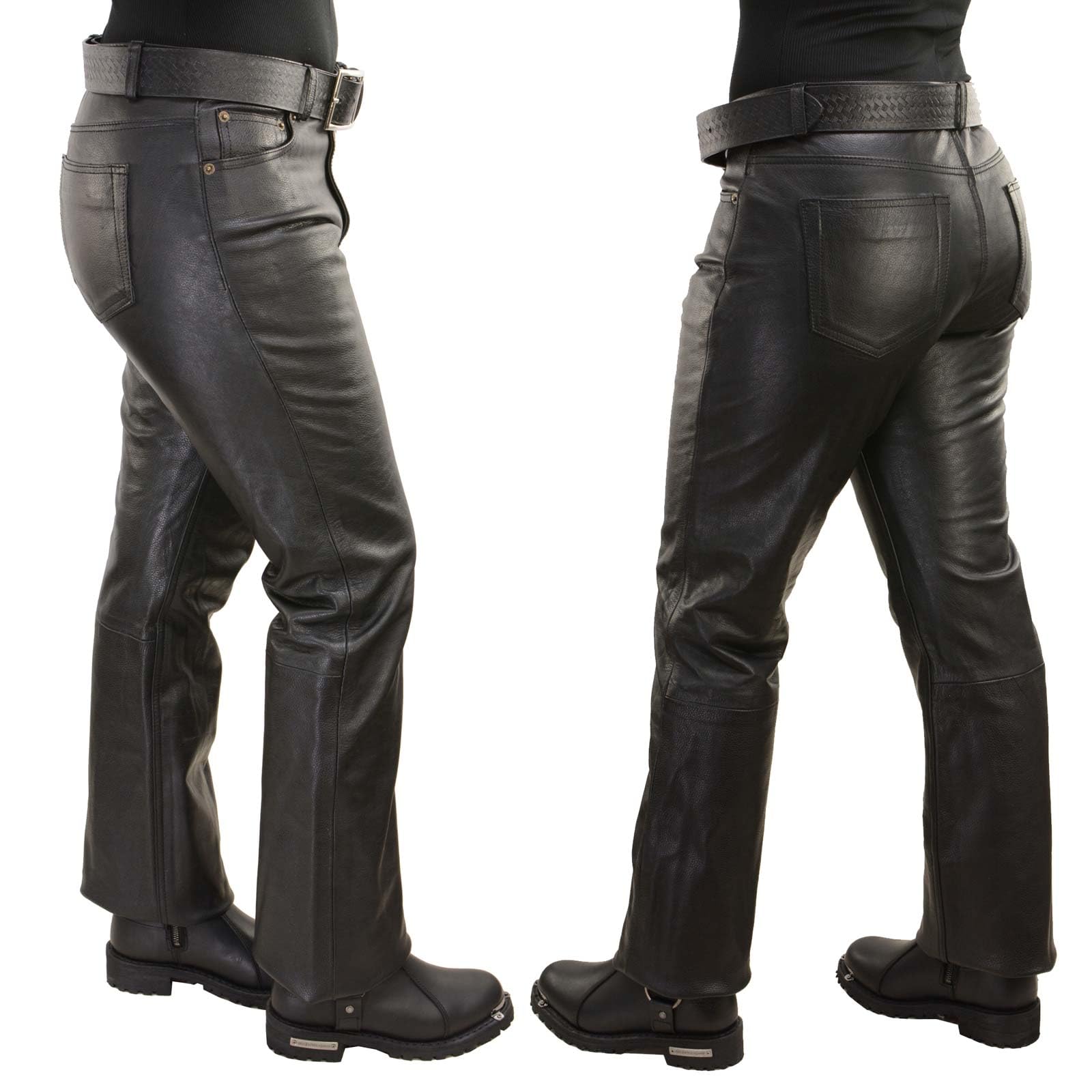 Milwaukee Leather LKL6790 Women's Classic 5 Pocket Black Casual Motorcycle Leather Pants - Perfect for Riding, Biker Events & Everyday Wear