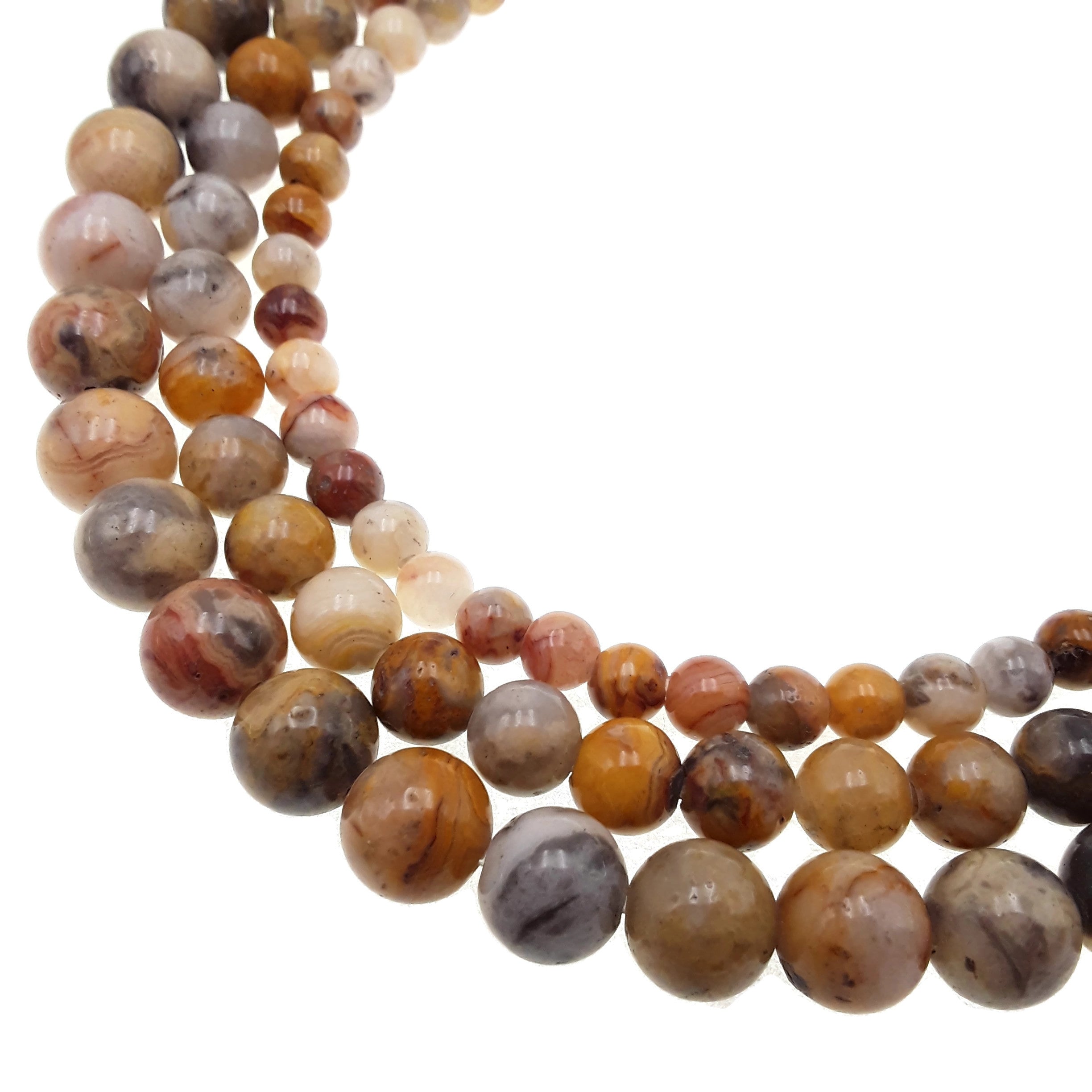 2.0mm Large Hole Yellow Crazy Lace Agate Smooth Round Beads - 6mm, 8mm, 10mm, 15.5 Inch Strand - Perfect for Jewelry Making, DIY Crafts, Bracelets & Necklaces