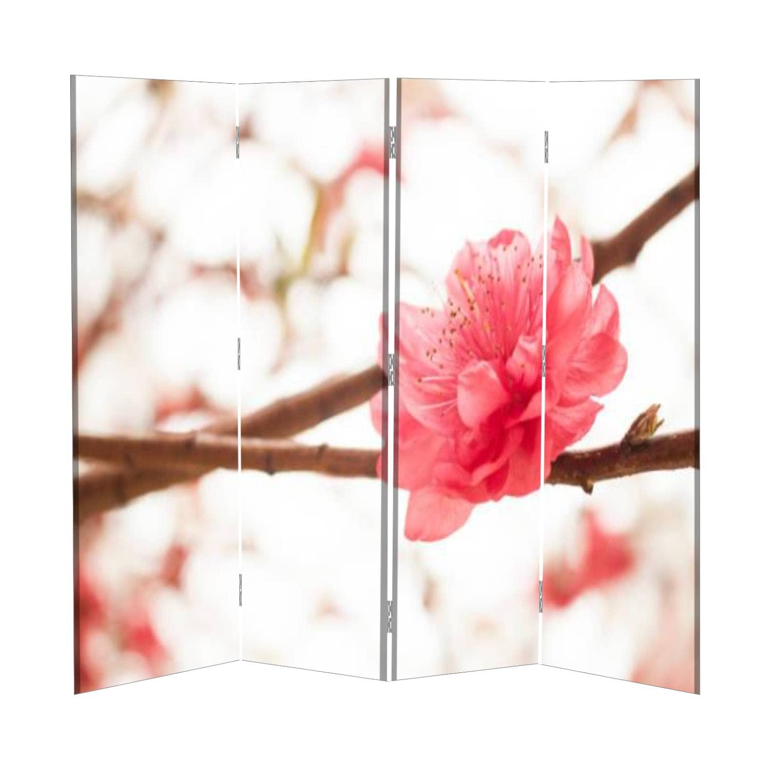 Chinese New Year Peach Blossom Folding Room Divider Screen - Freestanding Privacy Partition for Indoor & Outdoor Use - Perfect for Home, Office, Wedding, and Event Decor