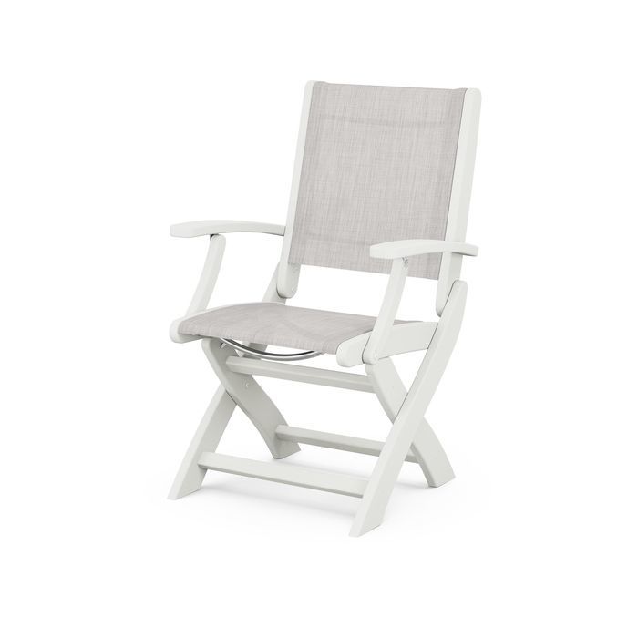 POLYWOOD Coastal Folding Chair - Durable Outdoor Furniture for Patio, Beach & Poolside - Weather-Resistant Adirondack Style Chair with Cup Holder