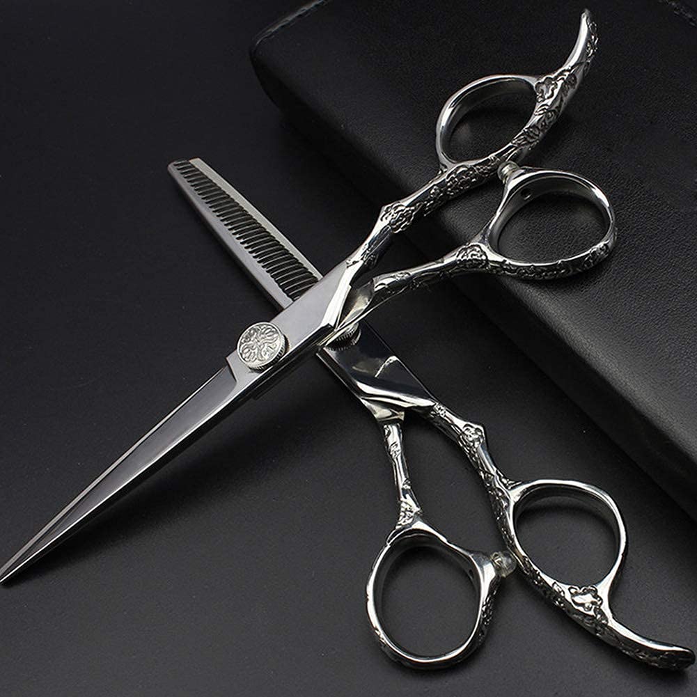 Professional Barber Scissors Set - 6 Inch Hair Cutting & Thinning Shears for Salon & Home Styling - Premium Hairdressing Tools for Men, Women & Kids | Perfect for DIY Haircuts, Styling & Trimming