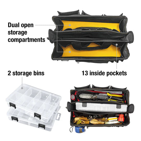 17 Inch Tech Tool Tote with Storage Cases - Durable Organizer for Electricians & DIY Projects - Perfect for Work, Home & On-the-Go Repairs