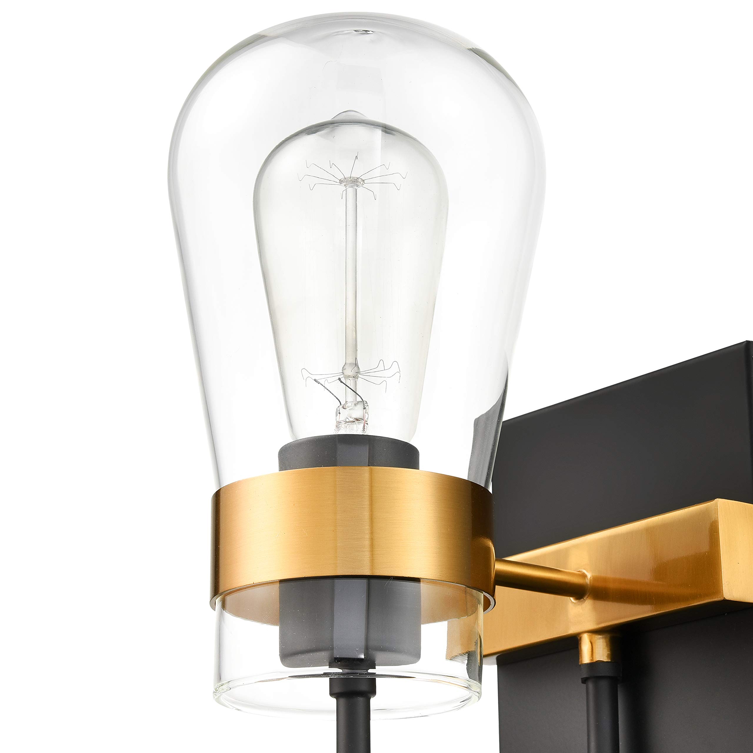Modern Vanity Light Fixture - Black & Brushed Brass 1-Light Bathroom Sconce for Mirror Lighting | Perfect for Contemporary Bathroom, Bedroom or Dressing Room Makeup Area