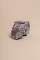 Stylish Cavani Grey Paisley Silk Tie Set for Men - Perfect for Weddings, Business Meetings & Formal Occasions