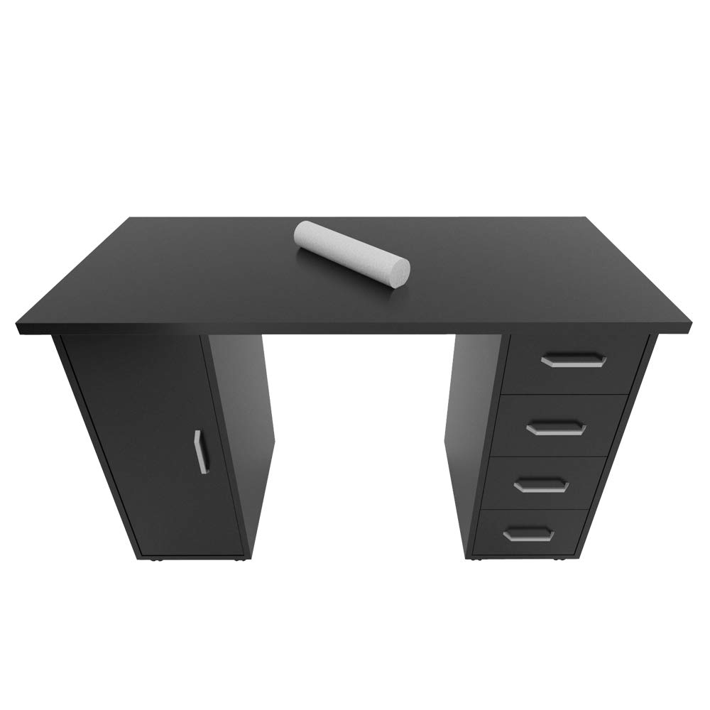 Professional Double Edged Manicure Nail Table with 4 Drawers & 2 Storage Boxes - Black Spa Beauty Salon Nail Art Equipment for Pedicure & Manicure Services