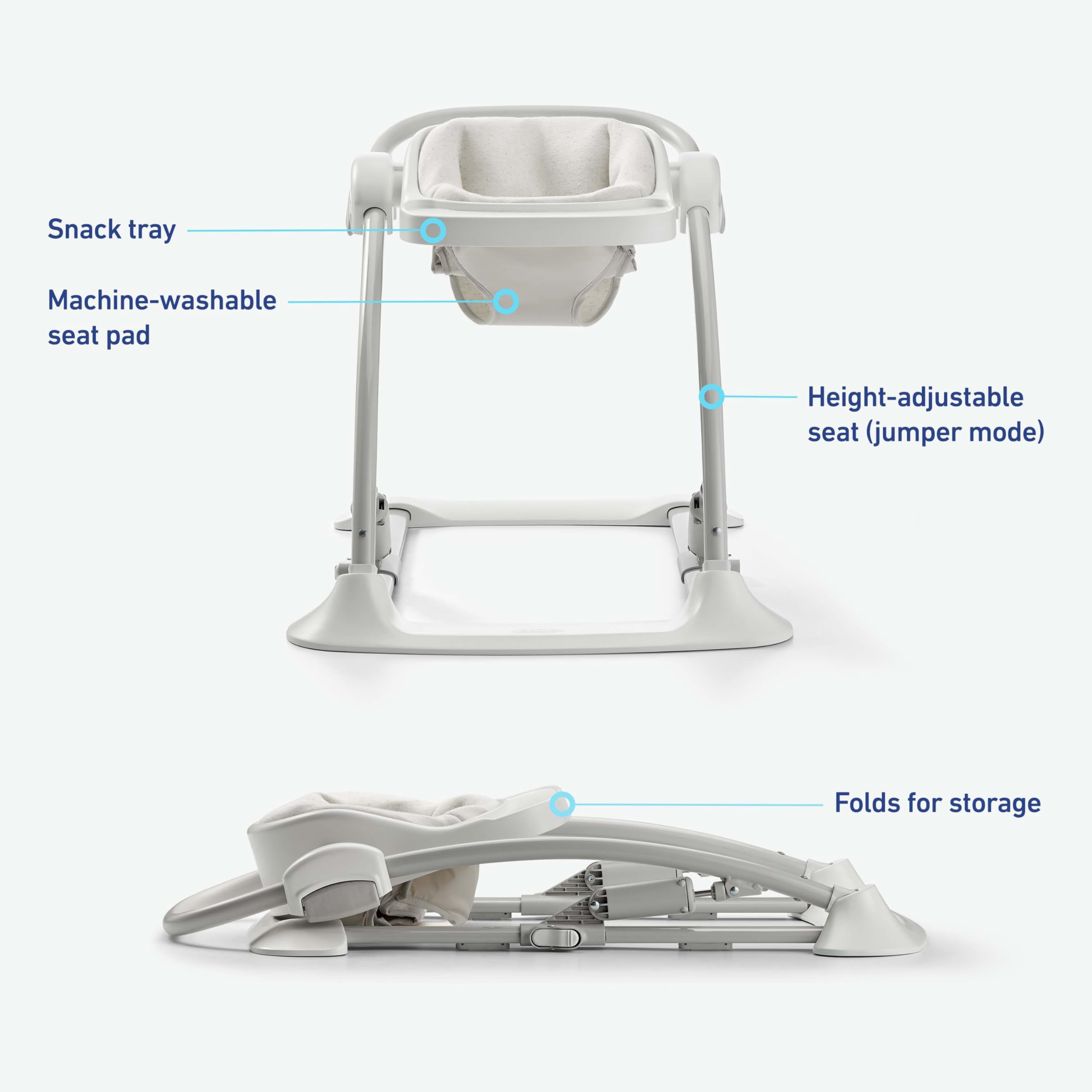 Graco Jumpstart 4-in-1 Adjustable Baby Bouncer & Jumper - Convertible Infant Swing, Floor Seat & Toddler Chair with Snack Tray (Lilac) - Perfect for Playtime, Feeding & Relaxation at Home or Daycare