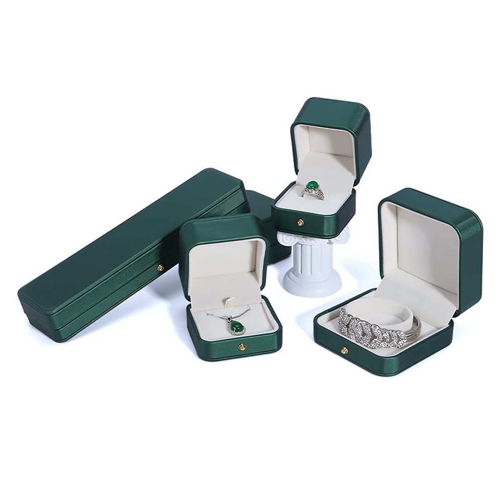 Luxury Green Leather Jewelry Box with Velvet Interior - Long Chain Bracelet Necklace Watch Storage Case for Wedding, Engagement, Proposal, Birthday & Anniversary - Perfect Jewelry Display & Gift Box for Special Occasions