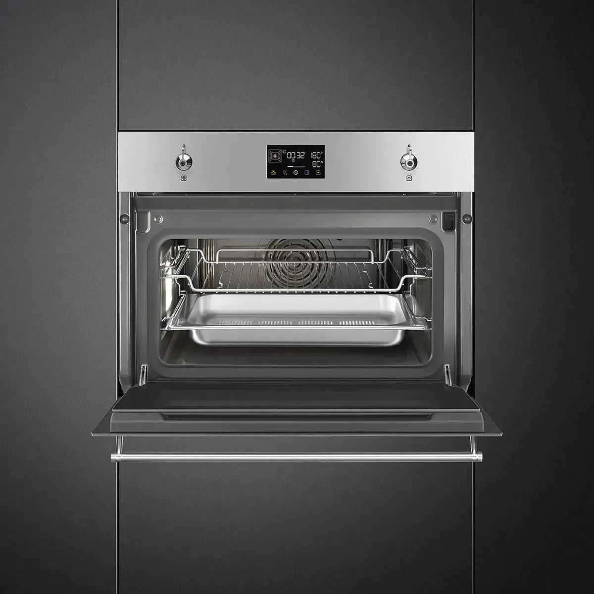 Smeg 45cm Classic Compact Steam Oven - Stainless Steel Built-in Convection Oven for Small Kitchens | Perfect for Baking, Roasting & Healthy Cooking in Apartments & RVs