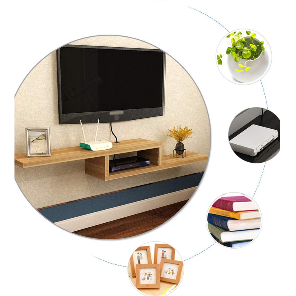 Modern Floating TV Shelf Wall Mounted - 2 Tier Media Console for Cable Box, Router, Remote & CDs - Space Saving Living Room Entertainment Storage Solution - Perfect for Small Apartments & Home Theaters
