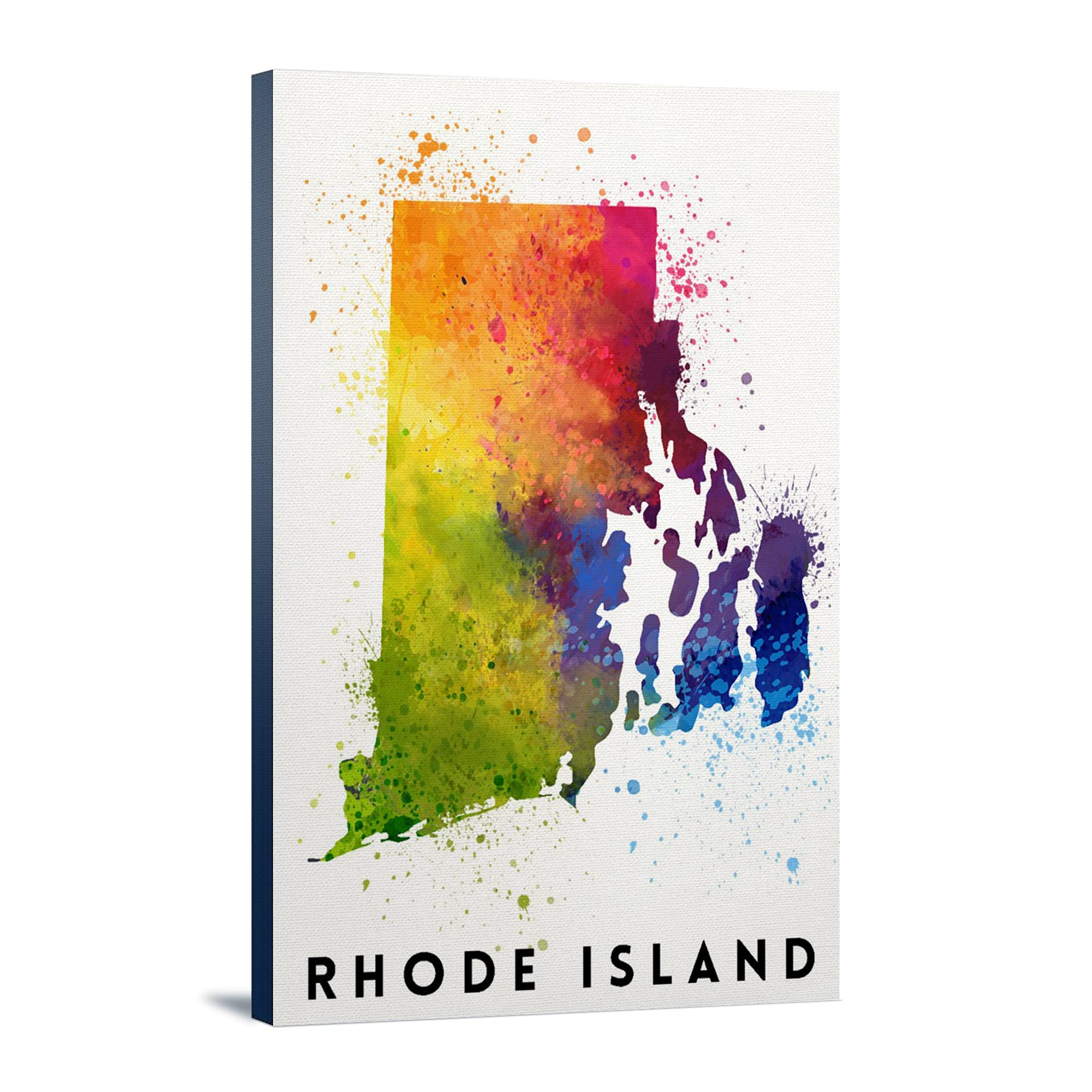 Rhode Island State Abstract Watercolor Painting - 24x36 Inch Gallery Wrapped Canvas Wall Art - Perfect for Home, Office & Living Room Decor