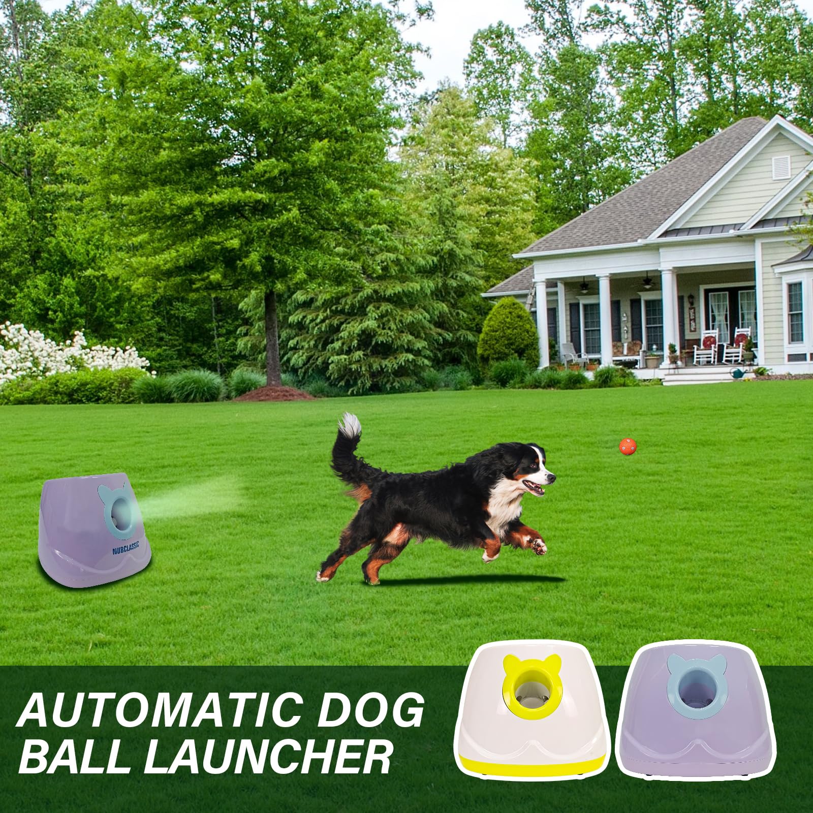 Automatic Dog Ball Launcher for Small to Medium Dogs - Interactive Pet Toy with Remote Control & 3 Tennis Balls (Purple) - Perfect for Backyard Play, Training, and Exercise